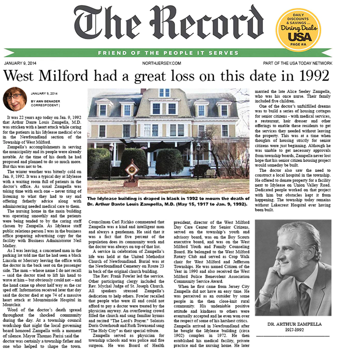 Dr Arthur Zampella Obituary